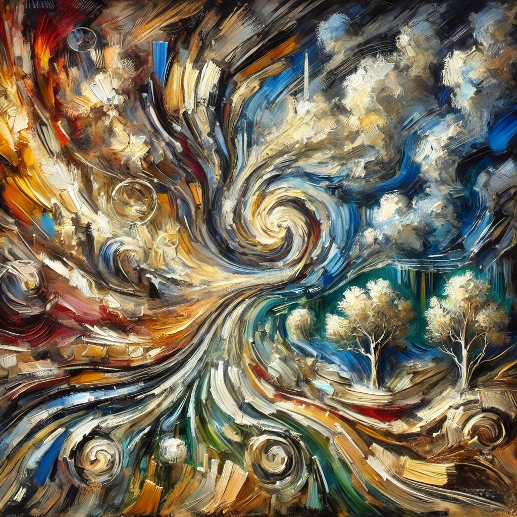 A stunning oil painting in an abstract impressionist style with thick, textured brush strokes and rich, bold colors. The composition symbolically represents the themes of cancer treatment transformation, depicting contrasts of light and dark to reflect the interplay of healing and harm. The canvas is divided into chaotic, swirling areas symbolizing aggressive medical intervention, juxtaposed with softer, organic shapes representing natural healing and dormant potential. Hints of gold and red evoke financial influence and systemic manipulation, while cool blues and greens suggest suppressed healing and dormant growth. The overall effect is expressive, dramatic, and thought-provoking. A stunning oil painting in an abstract impressionist style with thick, textured brush strokes and rich, bold colors. The composition symbolically represents the themes of cancer treatment transformation, depicting contrasts of light and dark to reflect the interplay of healing and harm. The canvas is divided into chaotic, swirling areas symbolizing aggressive medical intervention, juxtaposed with softer, organic shapes representing natural healing and dormant potential. Hints of gold and red evoke financial influence and systemic manipulation, while cool blues and greens suggest suppressed healing and dormant growth. The overall effect is expressive, dramatic, and thought-provoking.