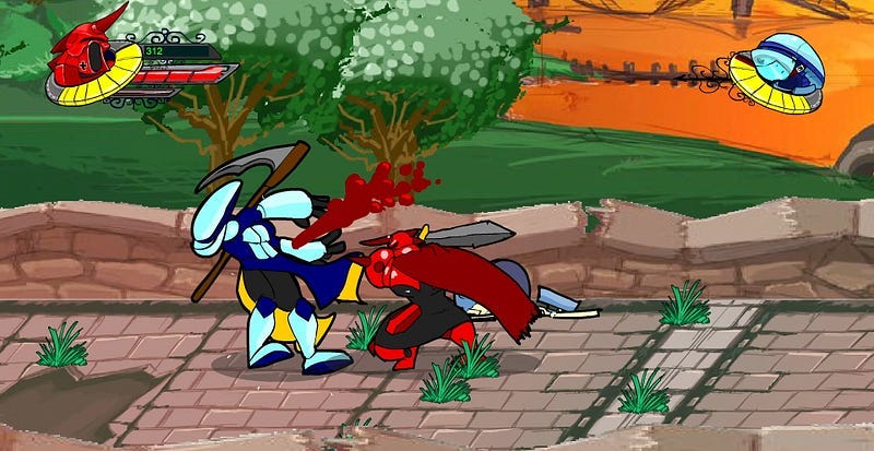 The Red Baron slicing into a dangerous, scythe-wielding boss.