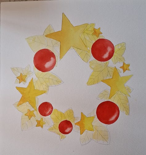 Watercolour tutorial process image.