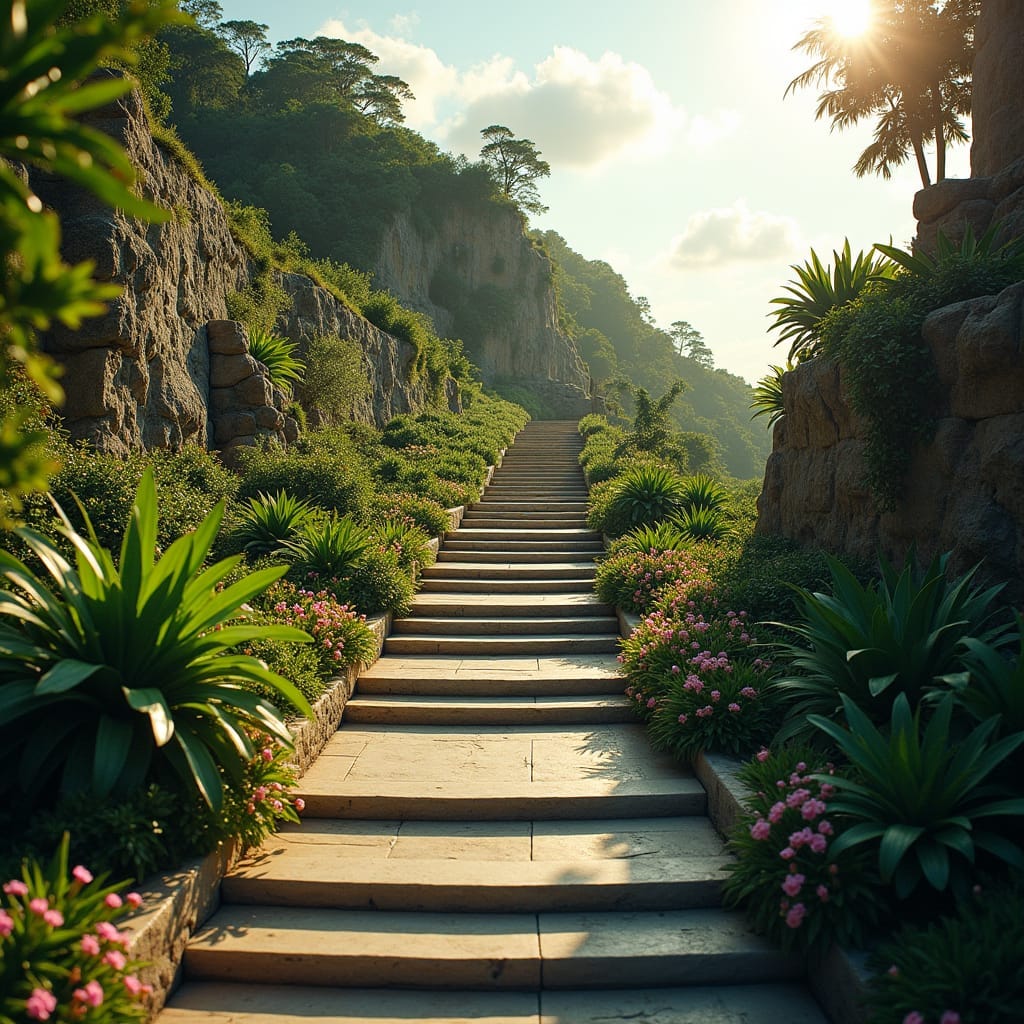 A stepped terrace features a series of progressively lower levels or steps, creating a tiered outdoor space that adds visual interest A stepped terrace features a series of progressively lower levels or steps, creating a tiered outdoor space that adds visual interest