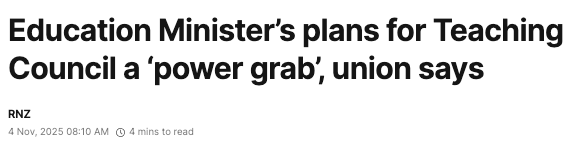 Headline: "Education Minister’s plans for Teaching Council a ‘power grab’, union says." Headline: "Education Minister’s plans for Teaching Council a ‘power grab’, union says."