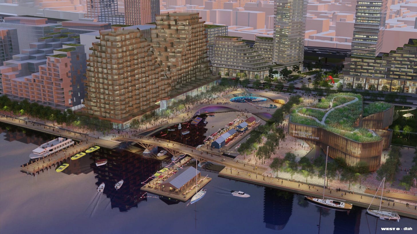 Rendering of a waterfront park in the Toronto harbour Rendering of a waterfront park in the Toronto harbour