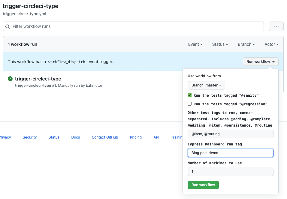 Picking the test tags to run Picking the test tags to run
