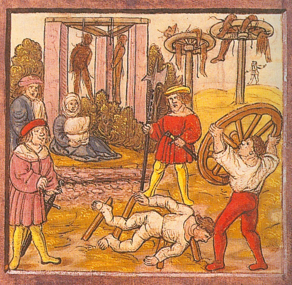 Medieval torture device called The Breaking Wheel