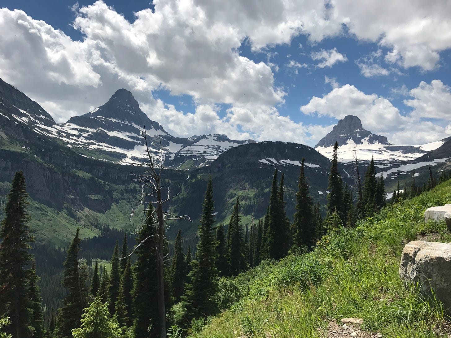 Going-to-the-Sun Road in Glacier National Park with mountain scenery