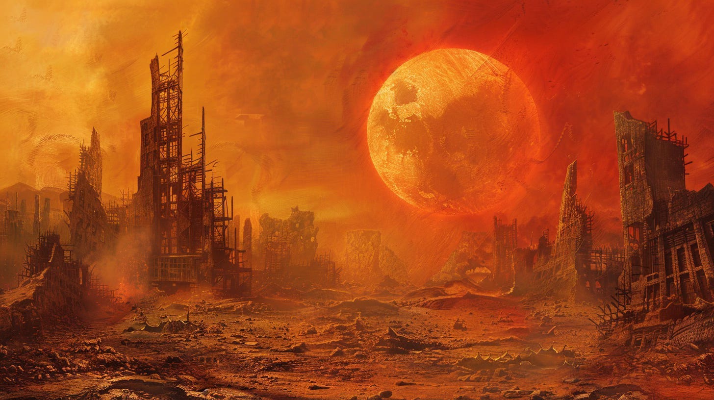 A city in ruins from heat