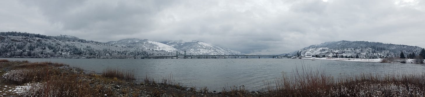 Columbia River Gorge in snow Columbia River Gorge in snow