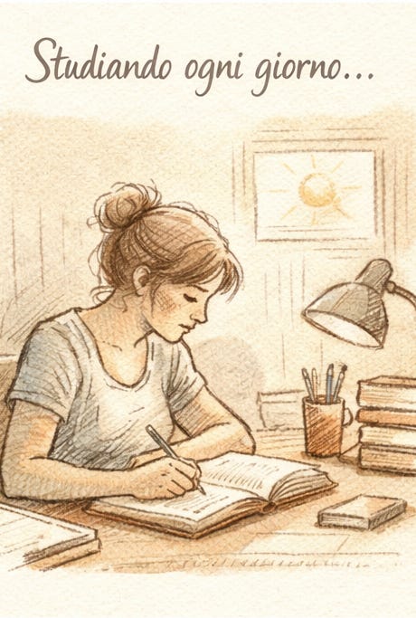 Sketch-style illustration of a woman sitting at a desk, writing in a notebook, with books and a desk lamp beside her. Sketch-style illustration of a woman sitting at a desk, writing in a notebook, with books and a desk lamp beside her.