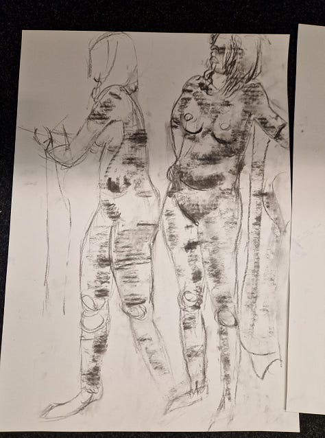 life drawing of nude model in cynon valley cardiff