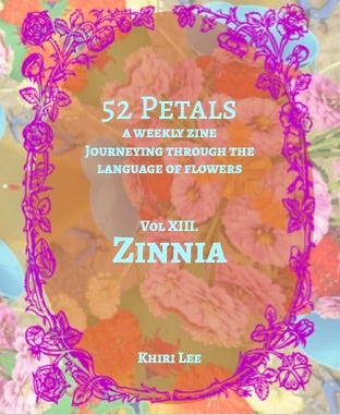 Title page for 52 Petals Zinnia