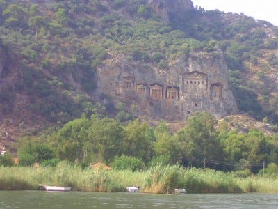 Lycean Tombs, Koycegiz Lycean graves on the shore of Koycegiz Lake