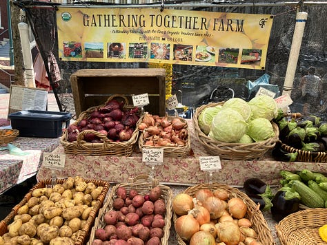 Fruits and vegetables ant the farmers market at Portland State University