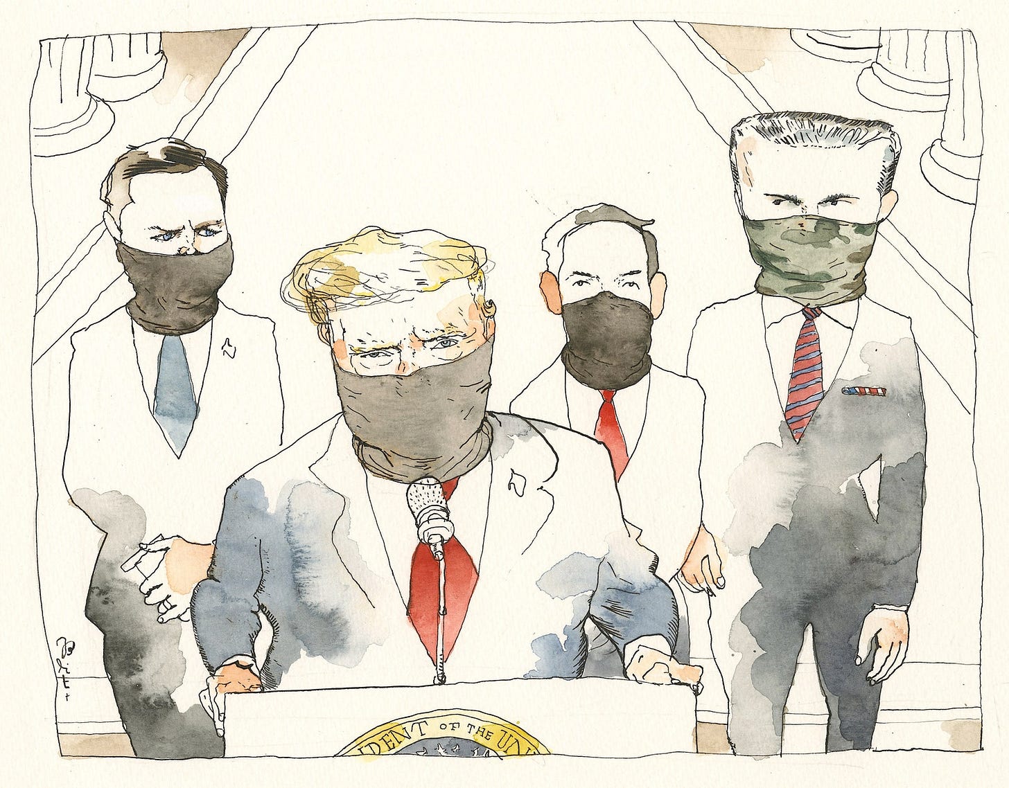 Trump Vance Rubio and Hegseth wear ICE masks after the strike on Iran.