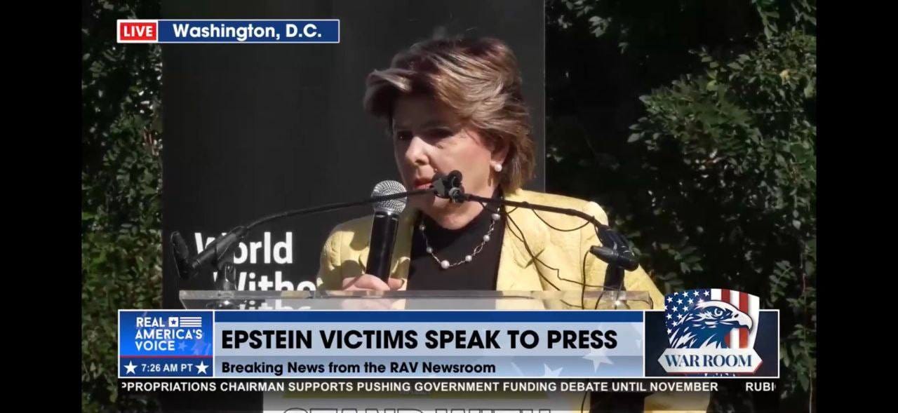 May be an image of 1 person and text that says 'LIVE Washington, D.C. orld Wlithot REAL OE AMERICA'S VOICE EPSTEIN VICTIMS SPEAK to PRESS 7:26AMPT PT 7:26AM Breaking News from the RAV Newsroom PROPRIATIONS CHAIRMAN SUPPORTS PUSHING GOVERNMENT FUNDING DEBATE UNTIL NOVEMBER WARROOM WAR ROOM RUBI'