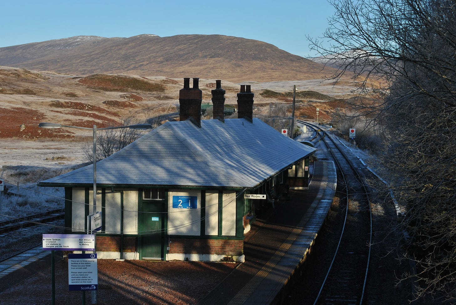 station building standing in empty moorland