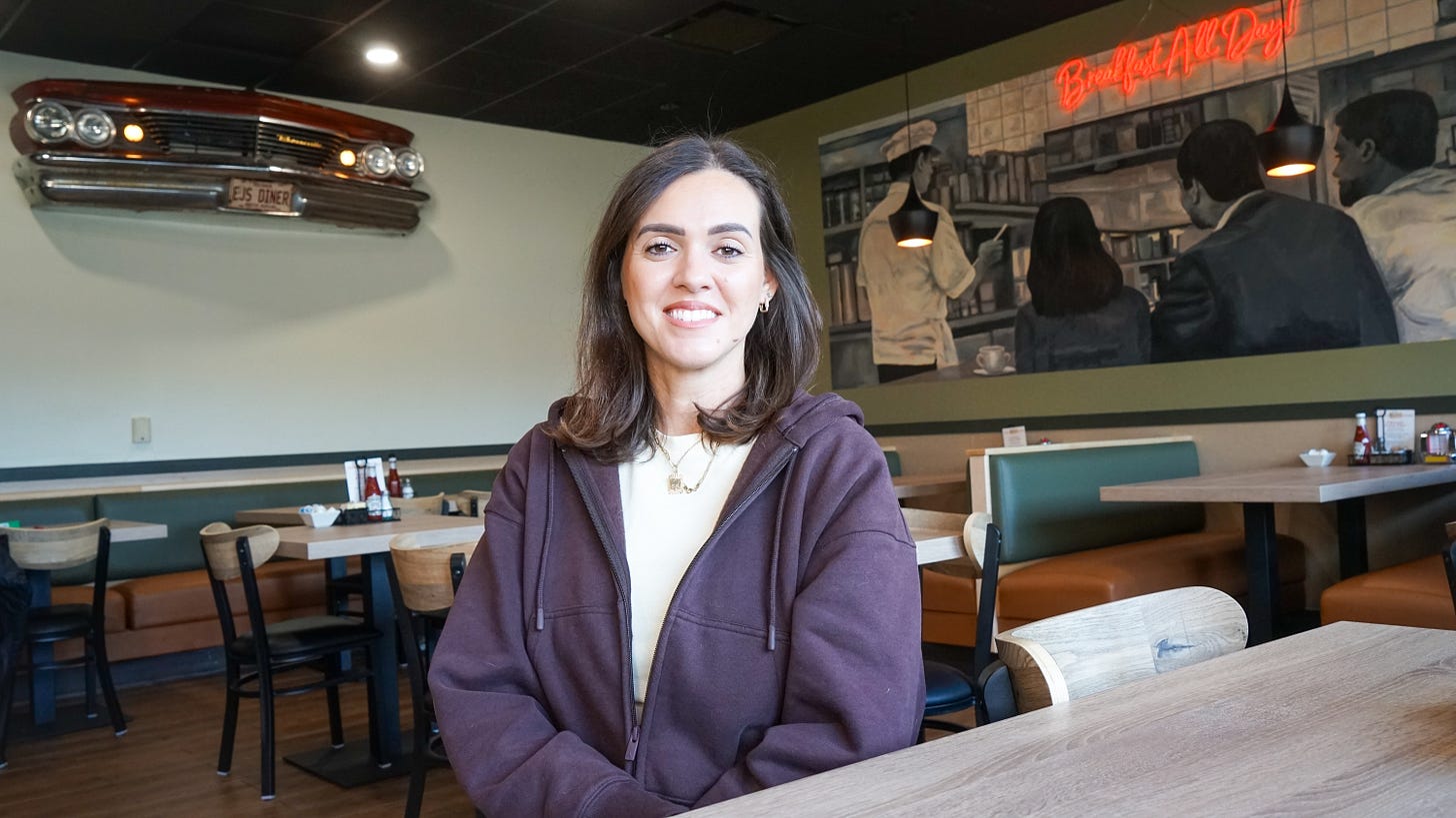 Viki Jashari inside EJ’s Diner in Rib Mountain, Wisconsin