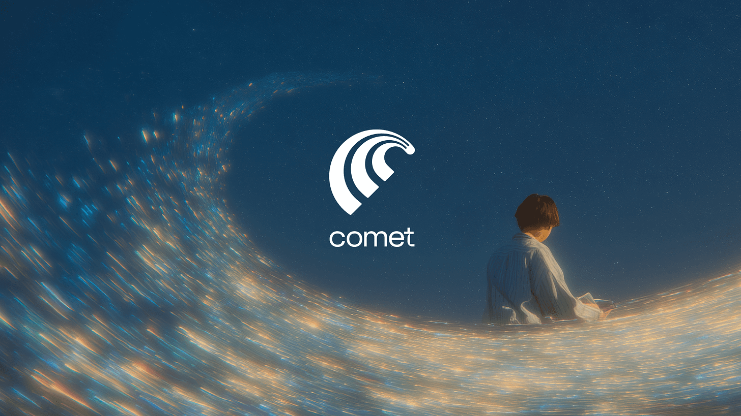 The Comet browser's welcome screen.