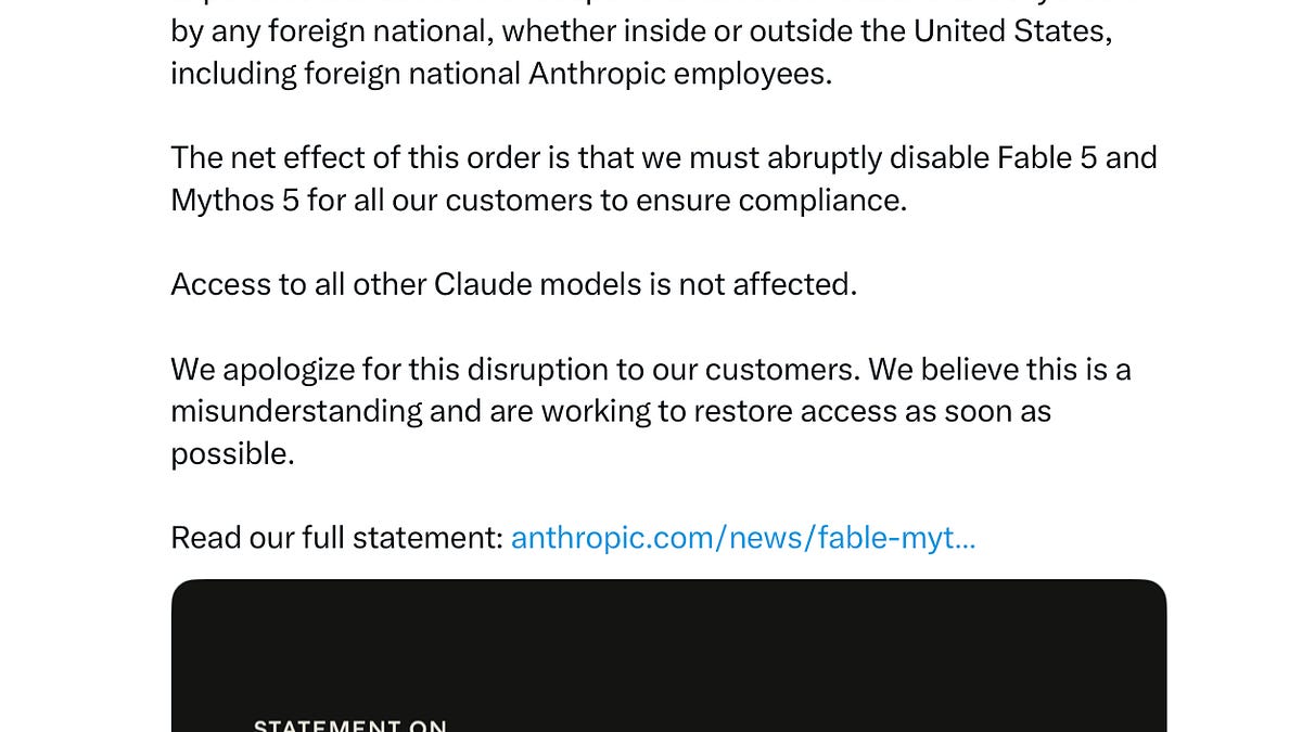 Breaking news: US Commerce Department effectively shuts down Anthropics latest models