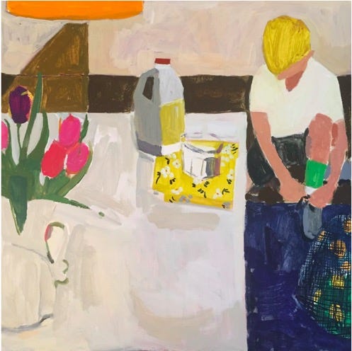 A painting of a person sitting at a table

Description automatically generated