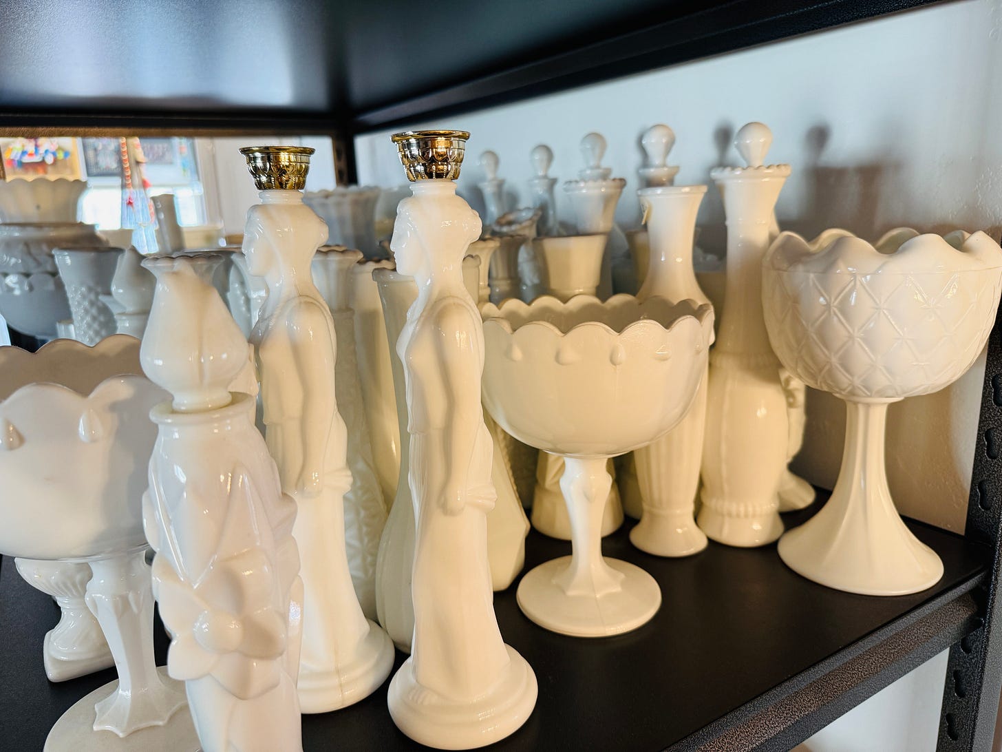 milk glass collection statues white and gold tamara mc