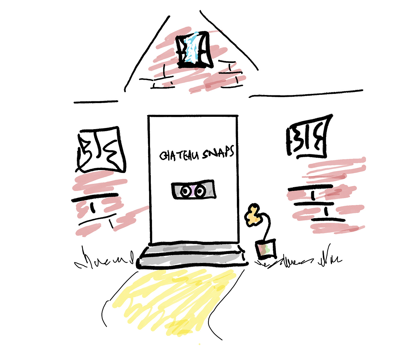 Rebecca peering through letterbox
