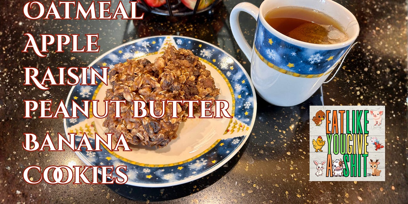 Oatmeal Raisin Banana Apple Peanut Butter Cookies