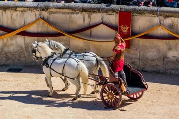 Reconstruction of a Roman chariot race. (Bernard GIRARDIN / Adobe Stock) Reconstruction of a Roman chariot race. (Bernard GIRARDIN / Adobe Stock)