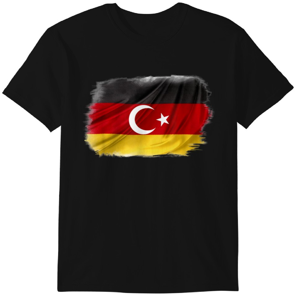 Schwarz Deutsch-Türkisches T-Shirt - Flagge Türkei Deutschland Cool Shirt für Männer - Freundschaft, Ayyildiz Design, Geschenkidee Für Männer
