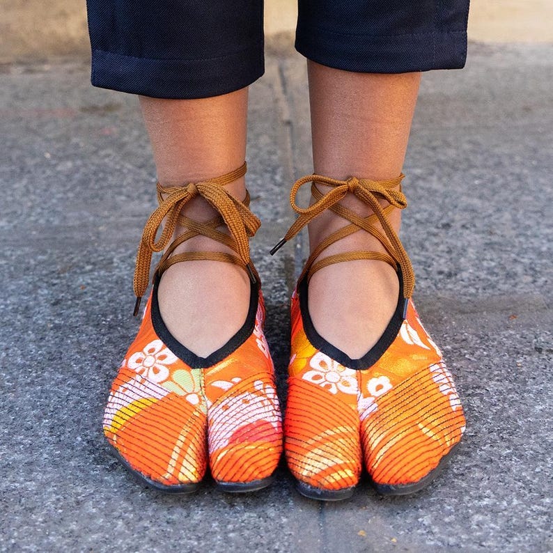 Tabi ballerinas 39 in Japanese Obi brocade - size 39FR image 1
