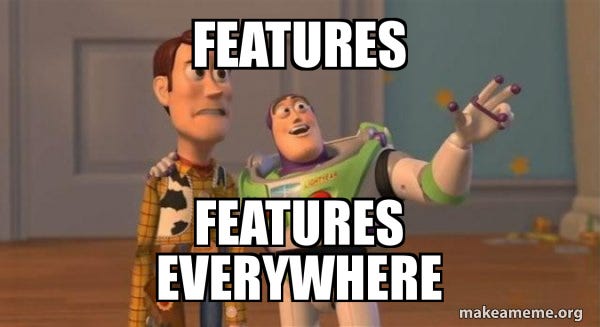 FEATURES FEATURES EVERYWHERE - Buzz and Woody (Toy Story) Meme | Make a Meme