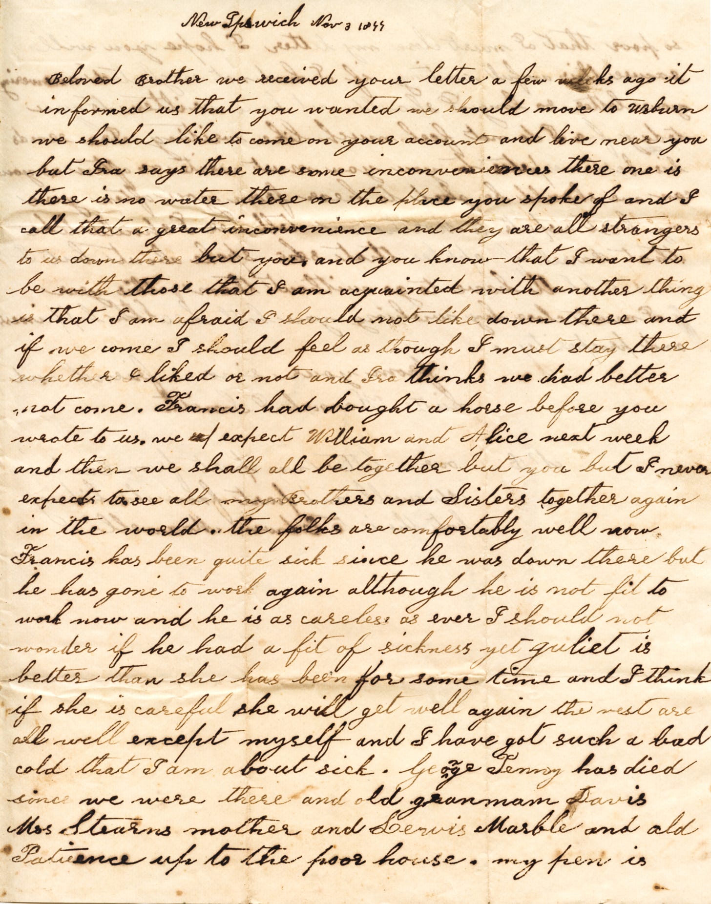 1844 letter - page 1