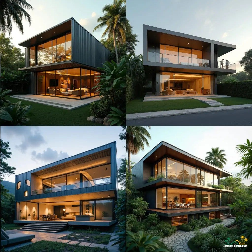 A two-story container module home, nestled in the vibrant city of Kingston, Jamaica