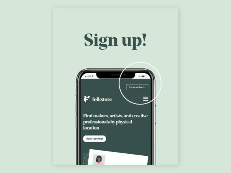 Instagram post showing signup button