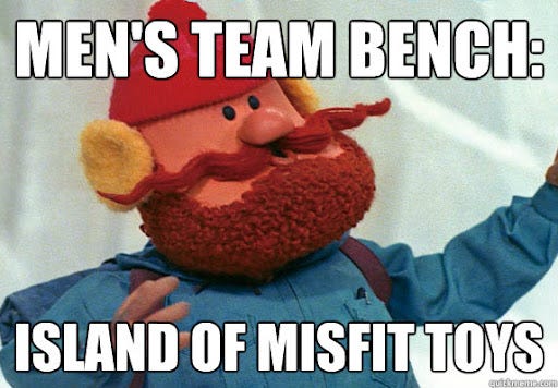 men's team bench: Island of misfit toys - UConn Corneilius - quickmeme