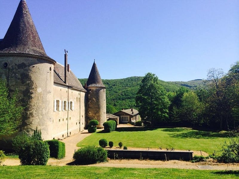 The historic castle at Château de Varennes in Beaujolais dates to the 11th century. The historic castle at Château de Varennes in Beaujolais dates to the 11th century.