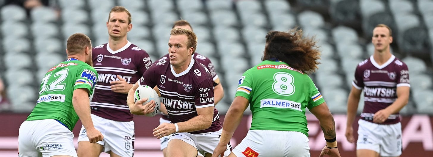 Sea Eagles lose 18-16 to Raiders in NRL trial | Sea Eagles