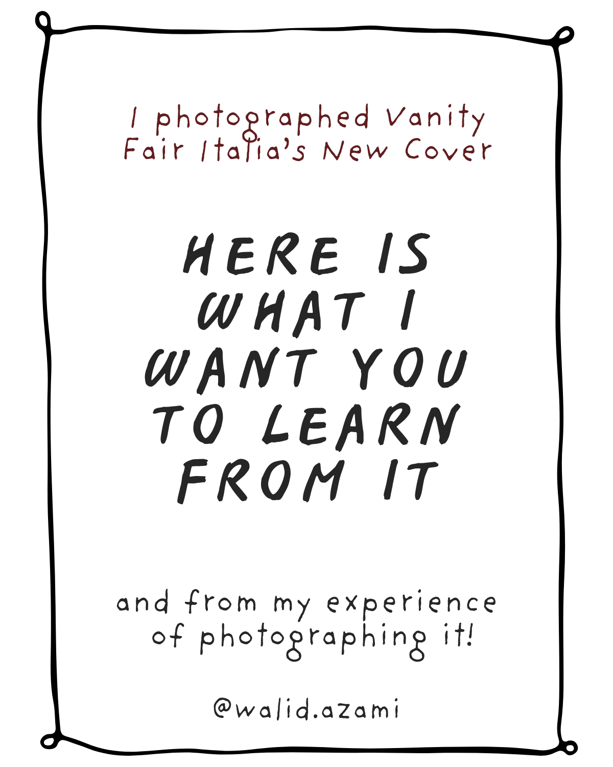 I Photographed the cover of Vanity Fair Italia (and here are my