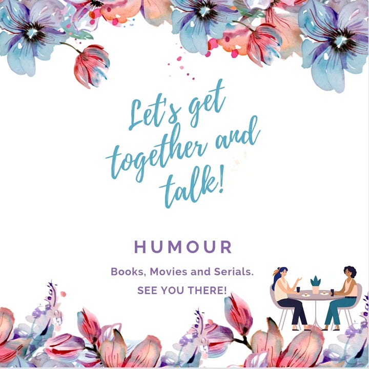 Posters of the book club meet up, Overleaf Book Club, humour, books, OTT series, movies