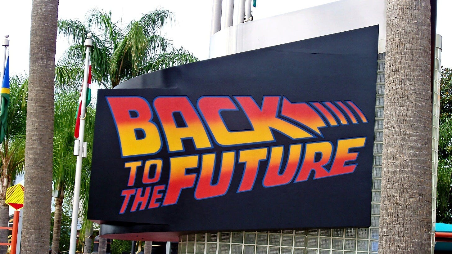 The Back to the Future: The Ride sign at Universal Studios Florida in June 2006, a year before it closed. Image: ThrillZing via Wikimedia Commons The Back to the Future: The Ride sign at Universal Studios Florida in June 2006, a year before it closed. Image: ThrillZing via Wikimedia Commons