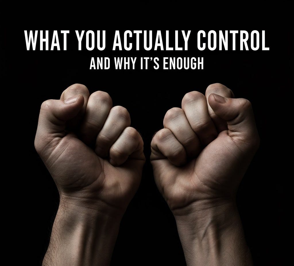 Clenched fists on black background representing the struggle of trying to control the uncontrollable - article about the dichotomy of control, managing chronic pain mentally, and choosing response over reaction Clenched fists on black background representing the struggle of trying to control the uncontrollable - article about the dichotomy of control, managing chronic pain mentally, and choosing response over reaction