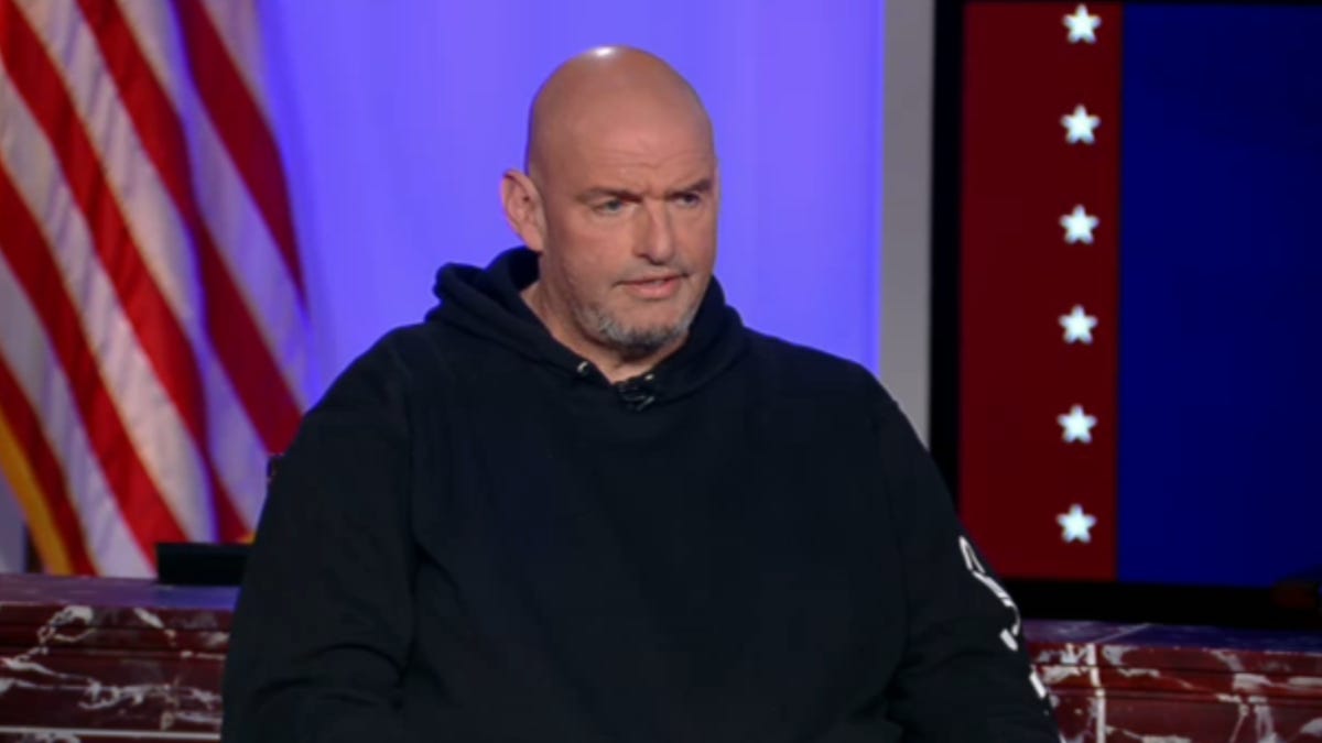 John Fetterman wearing a black sweatshirt
