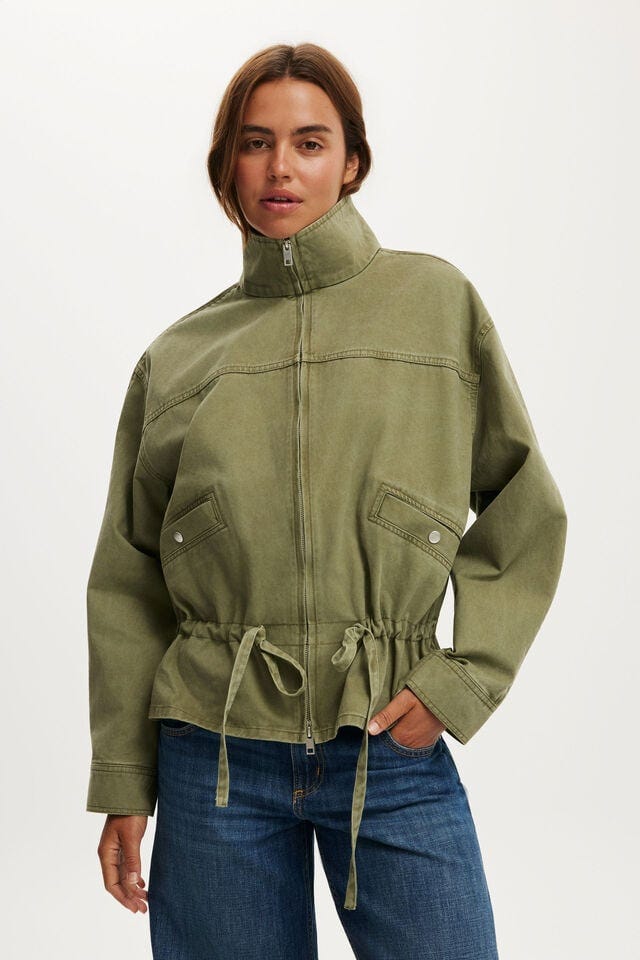 Knox Funnel Neck Jacket, WASHED CACTUS GREEN
