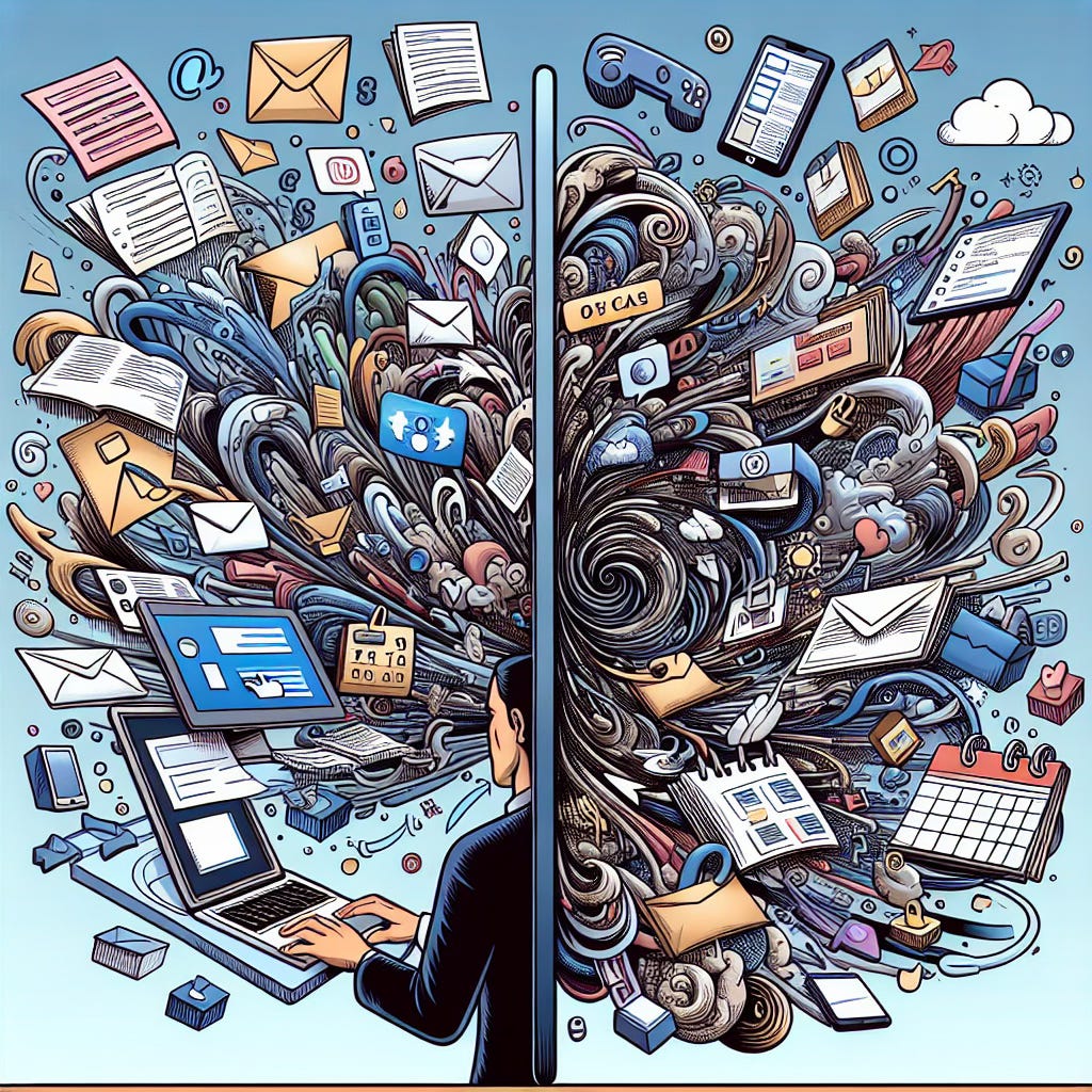 Mental chaos caused by email, calendar, notifications, texts etc