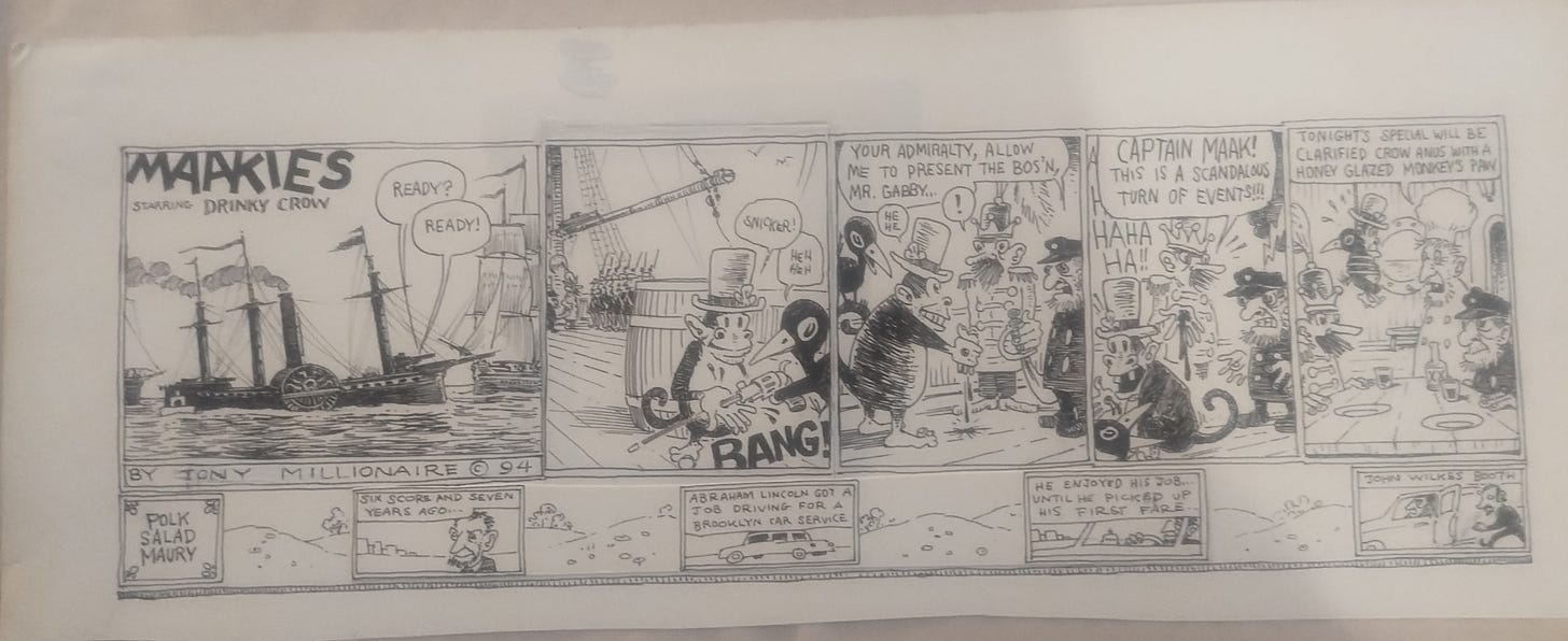 My Maakies original art by Tony Millionaire. Photo courtesy of the author.