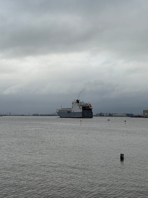 Photos of a boat at sea, a buidling with the words Erith Deep Wharf on the side, and a landscape with marsh