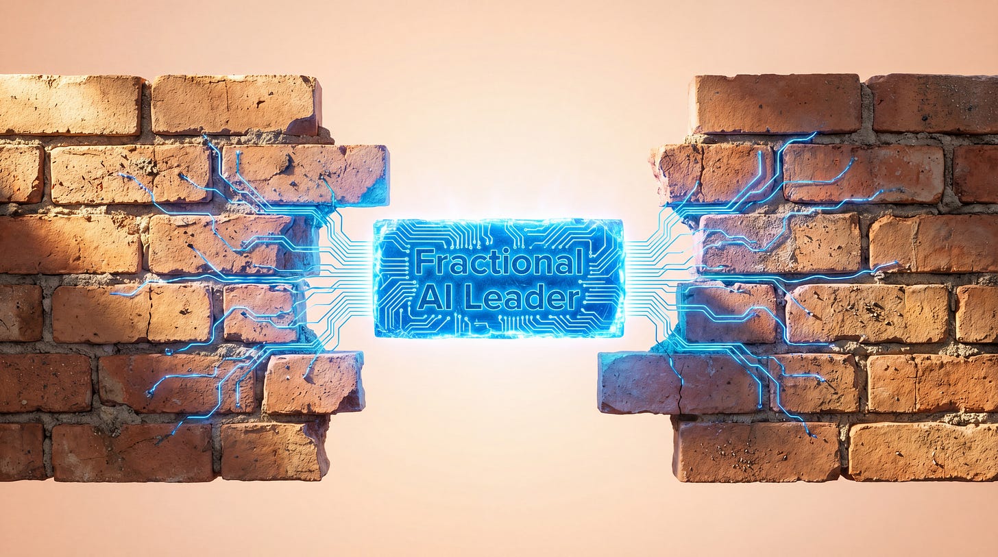 Fractional AI leadership gives mid-market businesses a Chief AI Officer’s strategy without the $250,000 cost. The third path between doing nothing and hiring. - Joel Salinas Fractional AI leadership gives mid-market businesses a Chief AI Officer’s strategy without the $250,000 cost. The third path between doing nothing and hiring. - Joel Salinas