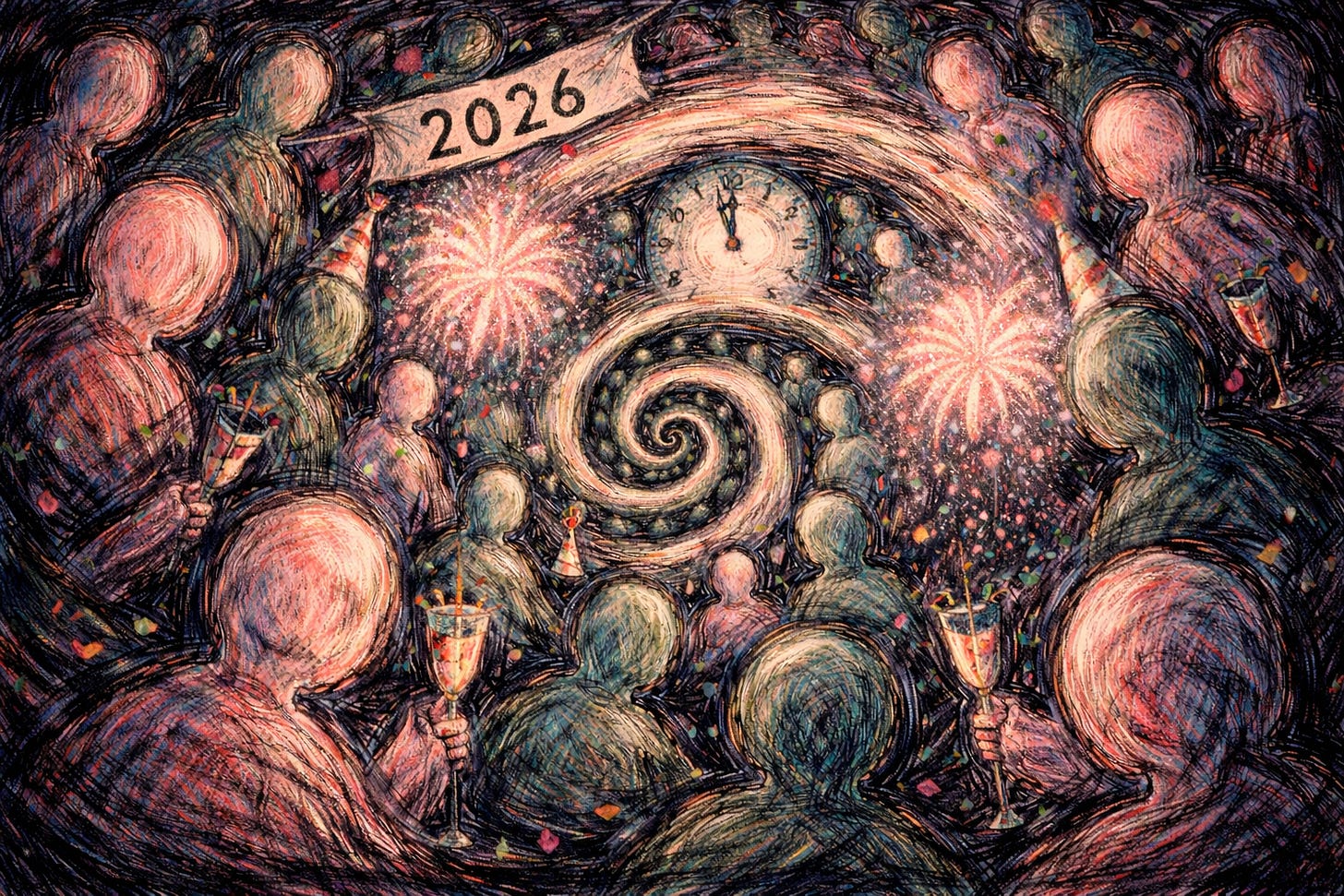 New Year's Eve celebration spiral