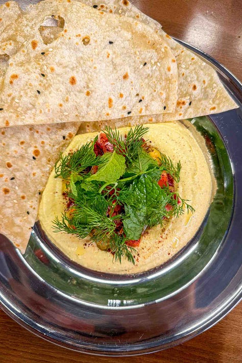 Al Naqa Lao Kebab House's usual menu with the Major Flaves Green Apple Salad and the Coconut Hummus and Chicken Tikka Satay