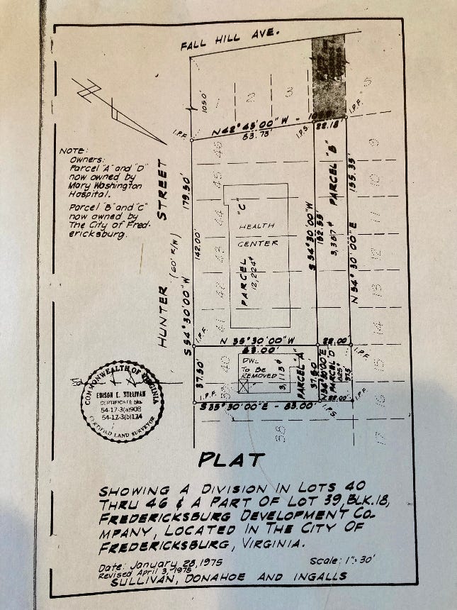Plat from 1975, showing underlying lots in a portion of the property where the Mary's Landing development is being proposed.