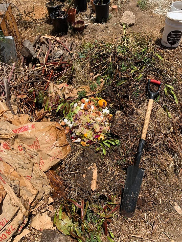 Two different compost piles